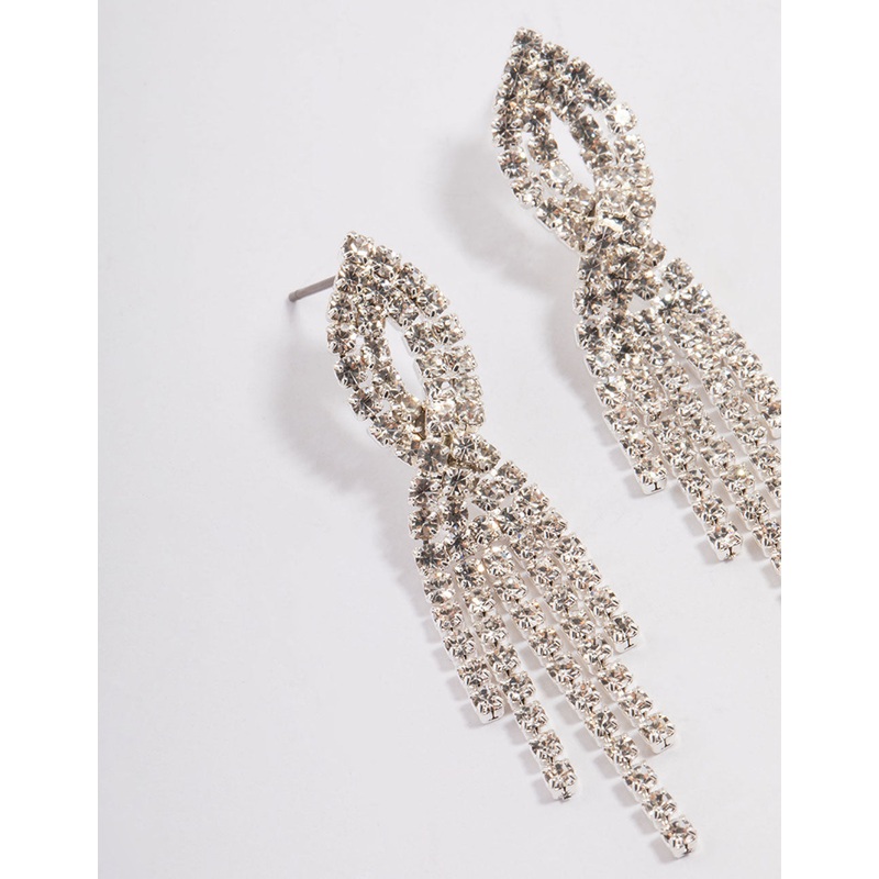 Silver Mini Twist Cupchain Drop Earrings