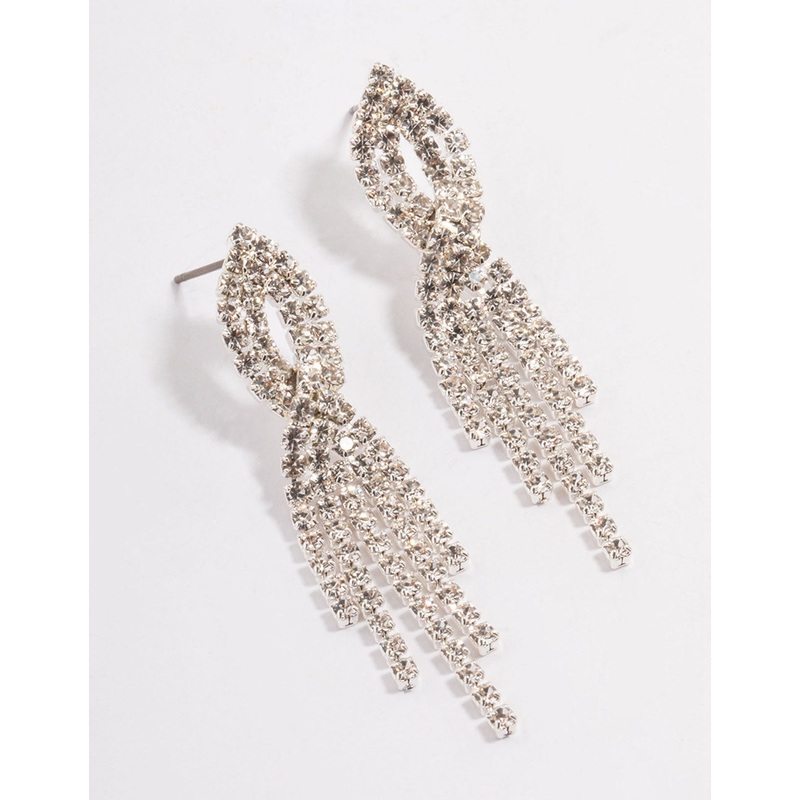 Silver Mini Twist Cupchain Drop Earrings