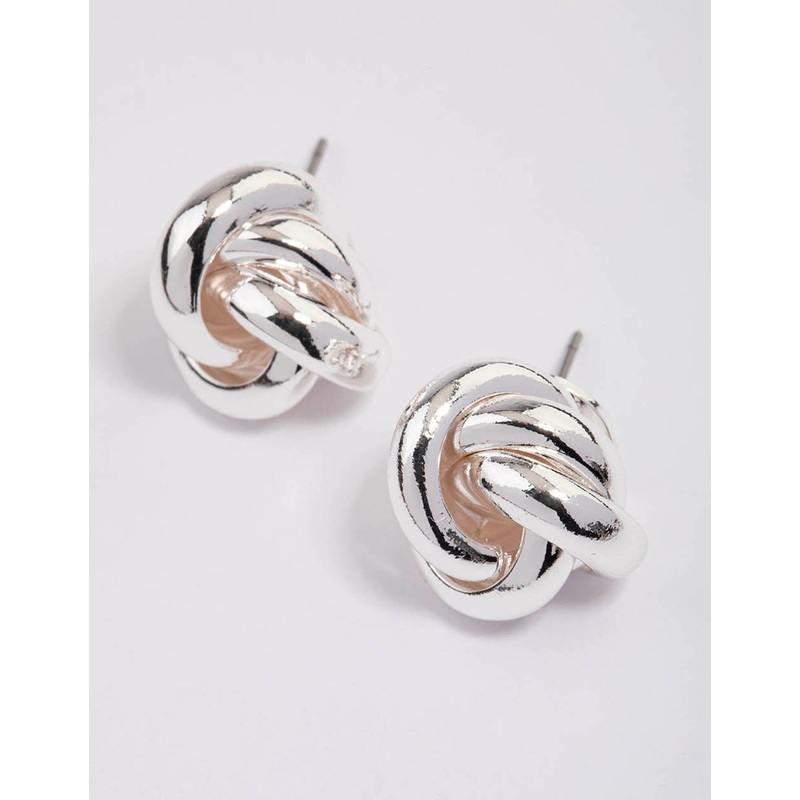 Silver Plated Classic Knotted Stud Earrings