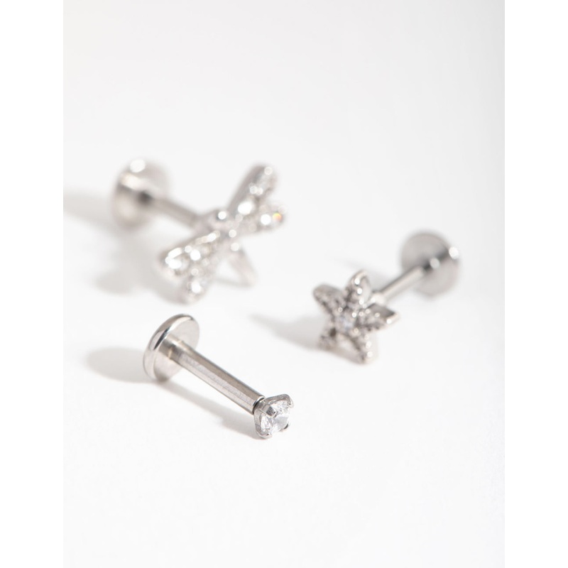 Surgical Steel Flower Dragonfly Flat Back Pack