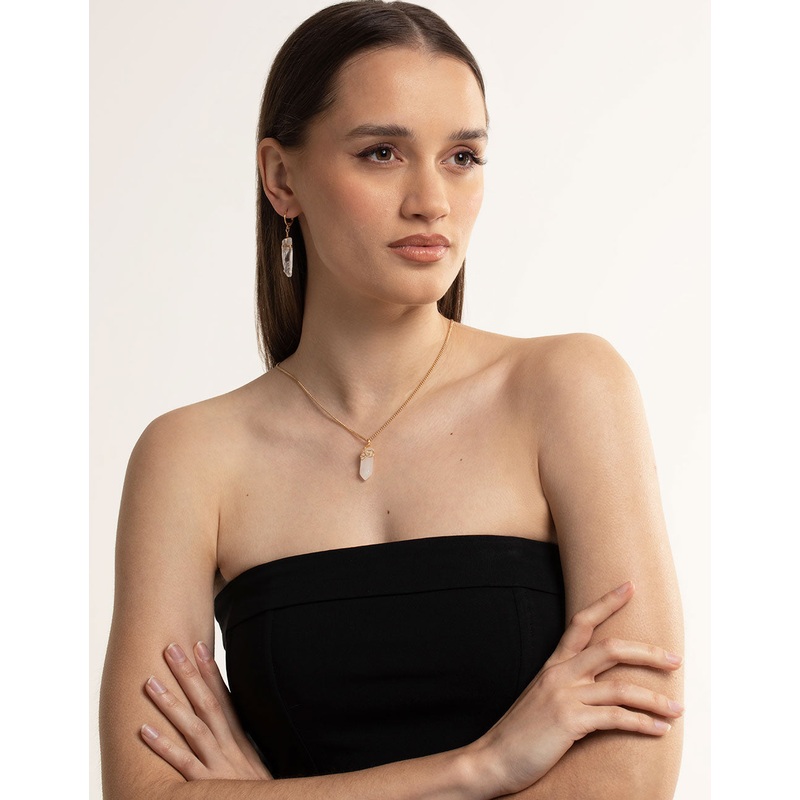 Gold Clear Quartz Shard Necklace