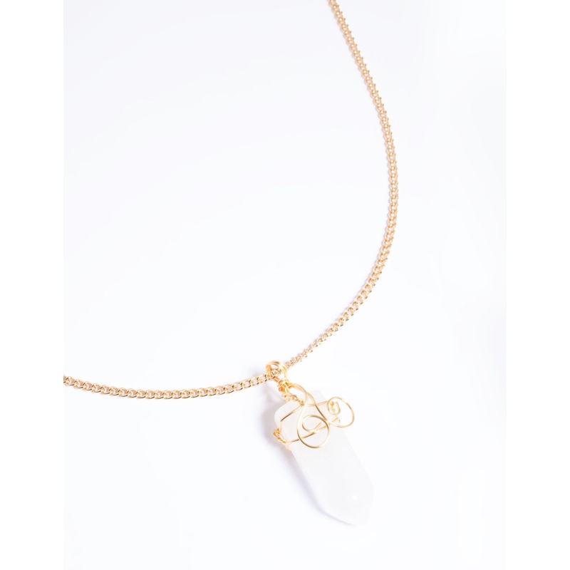 Gold Clear Quartz Shard Necklace