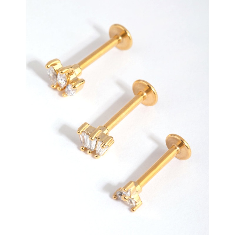 Gold Surgical Steel Flower Crown Flat Back Pack