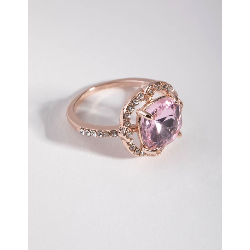 Rose Gold Pink Stone Ring|SM|ML