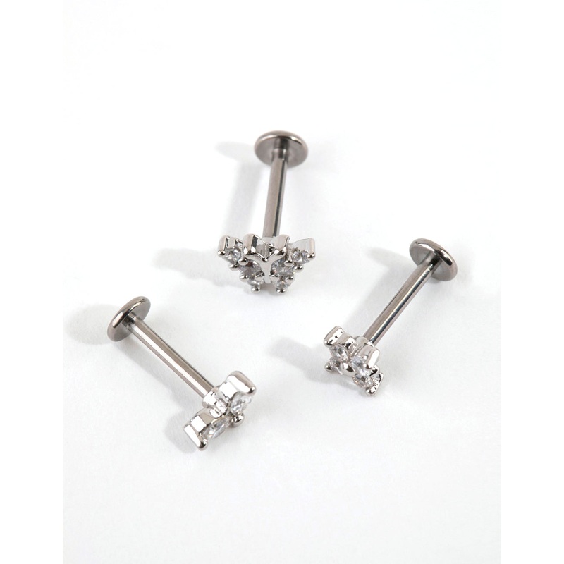 Titanium Cubic Zirconia Butterfly Flat Back Pack