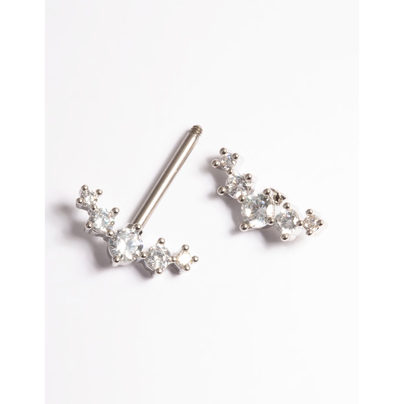 Titanium Diamante Crystal Nipple Bar