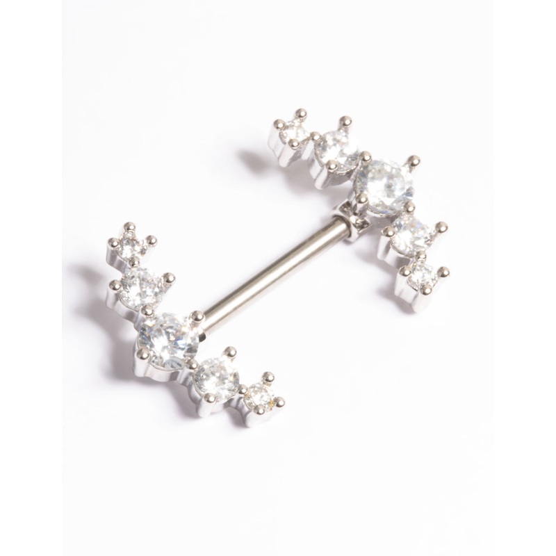 Titanium Diamante Crystal Nipple Bar