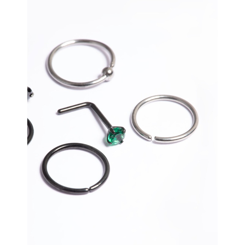 Titanium Green Coloured Stone Nose 6-Pack