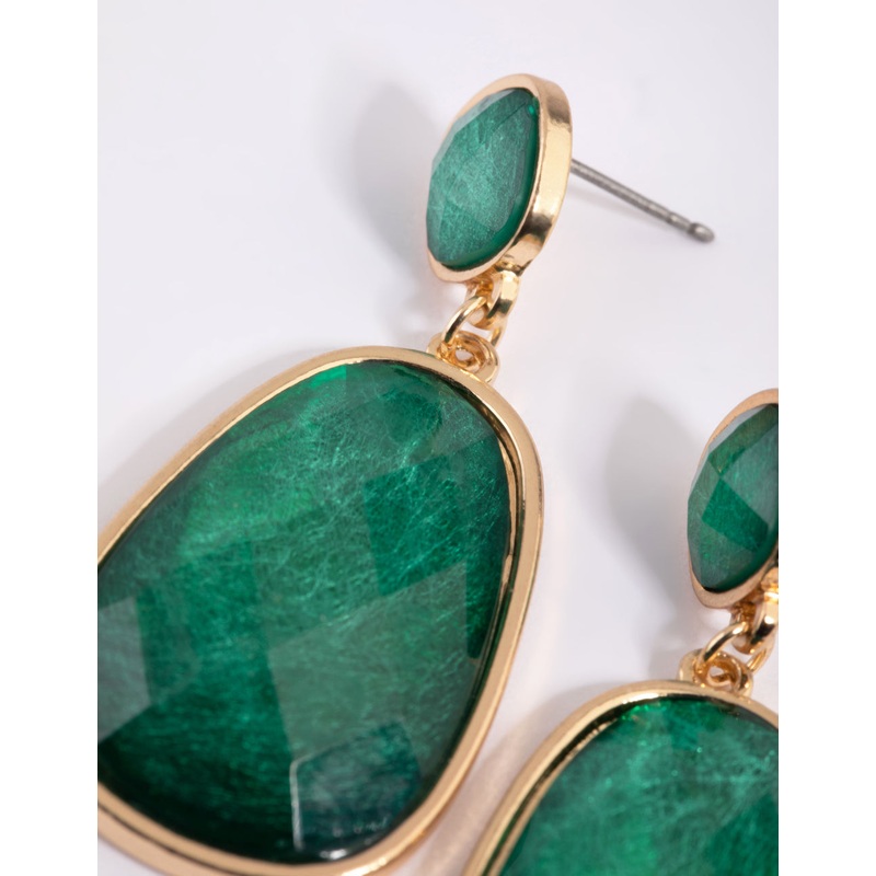 Green Stone Drop Earrings
