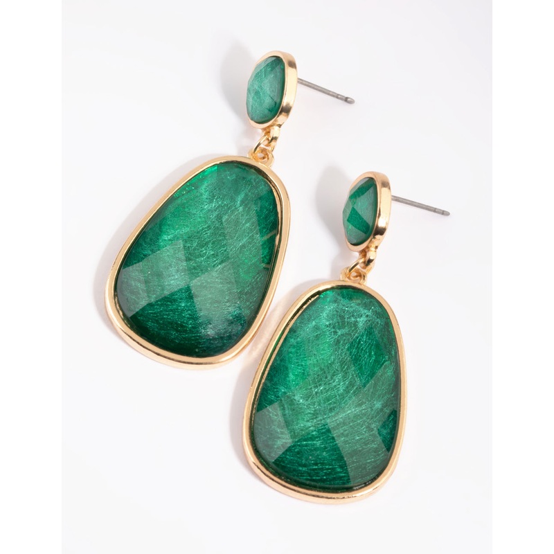 Green Stone Drop Earrings