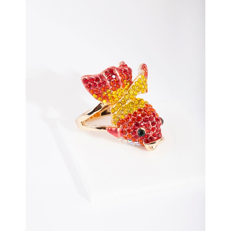 Gold Diamante Goldfish Ring|SM|ML
