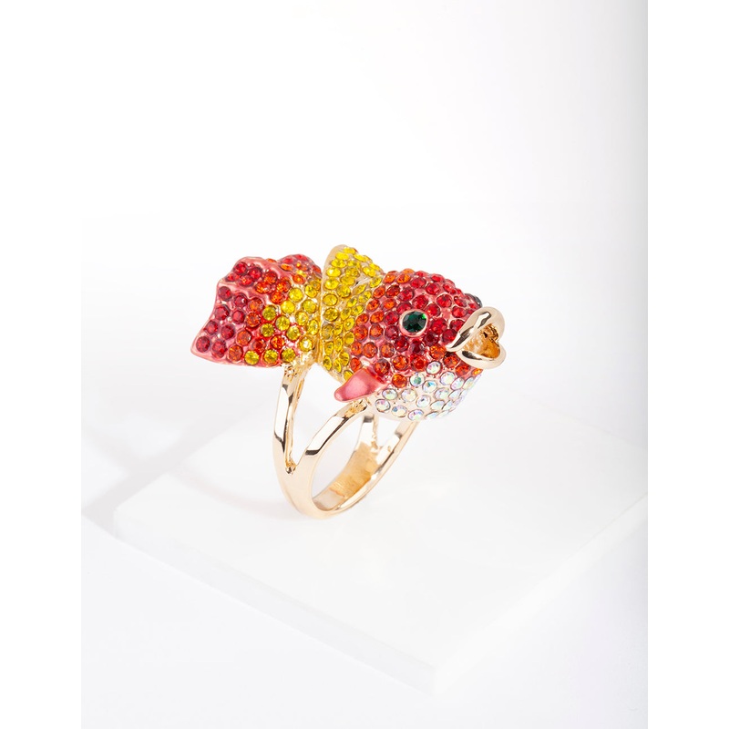 Gold Diamante Goldfish Ring|SM|ML