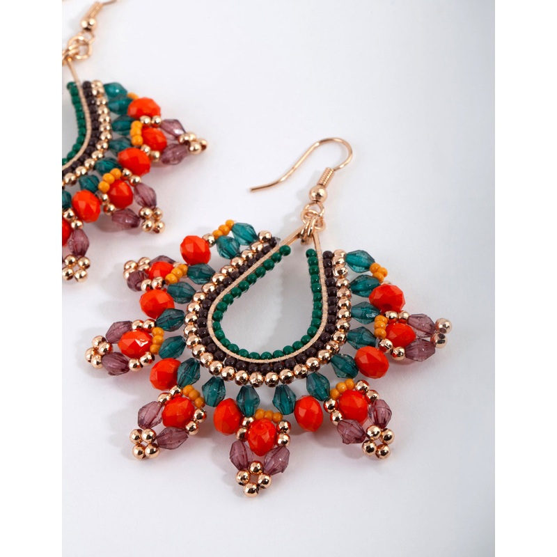 Gold Facet Bead Teardrop Earrings