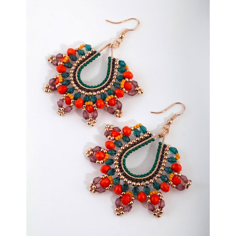 Gold Facet Bead Teardrop Earrings