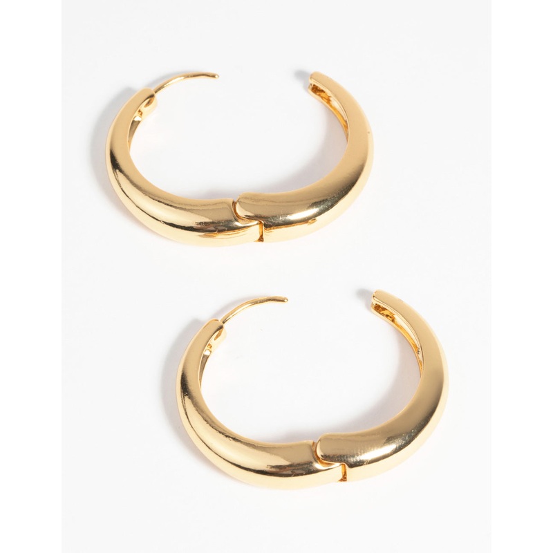 Gold Plated Medium Huggie Hoop Earrings