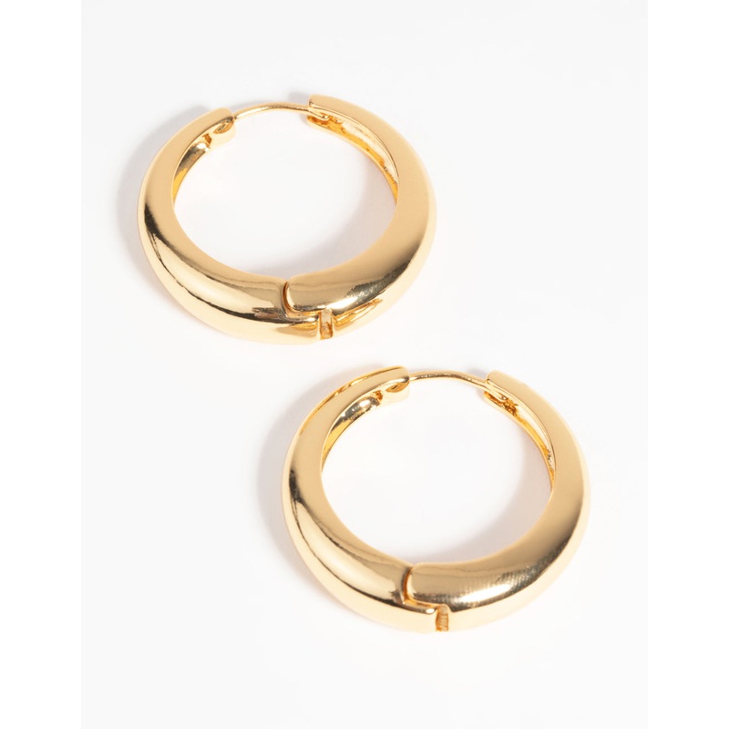 Gold Plated Medium Huggie Hoop Earrings