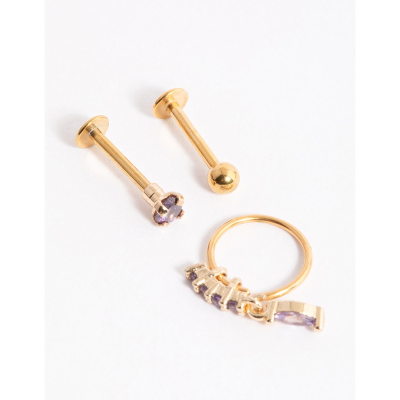 Gold Plated Surgical Steel Cubic Zirconia Marquise Drop Flat Back