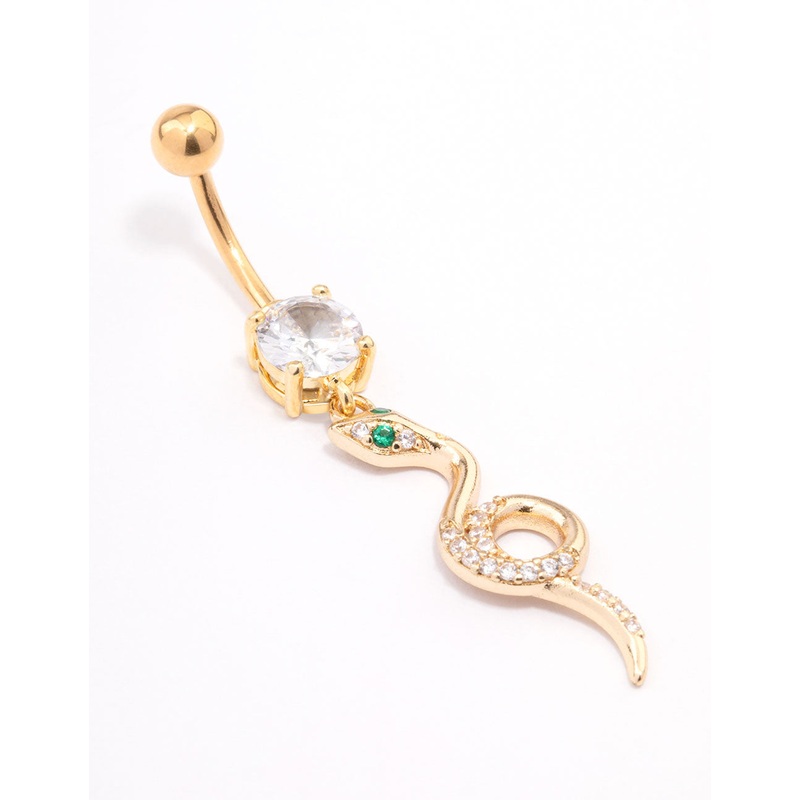 Gold Plated Surgical Steel Looped Snake Drop Belly Ring
