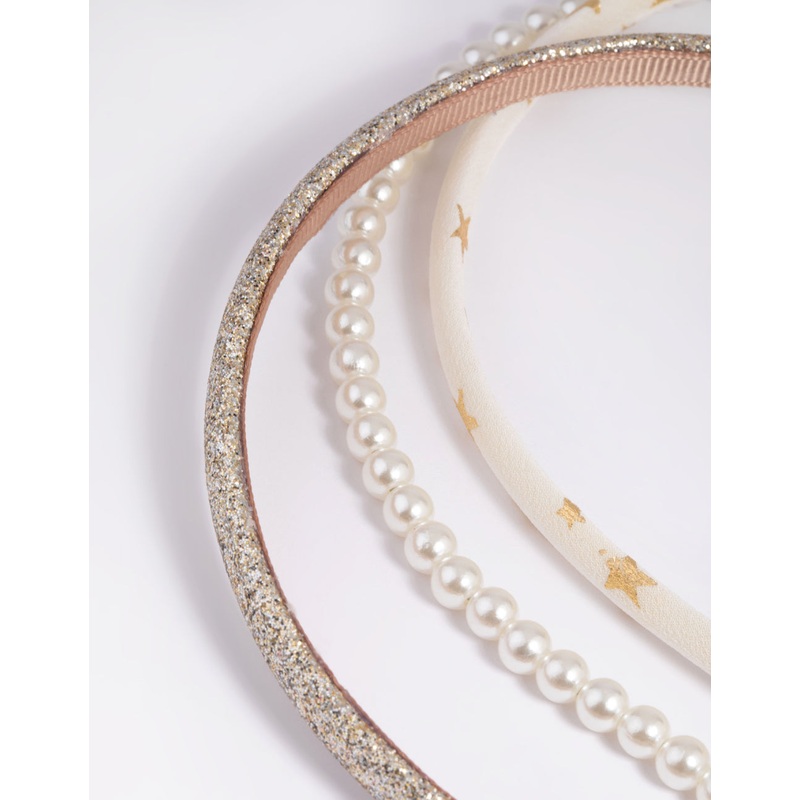 Kids Glitter Star & Pearl Headband Pack