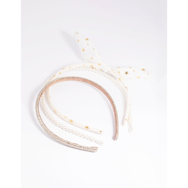 Kids Glitter Star & Pearl Headband Pack