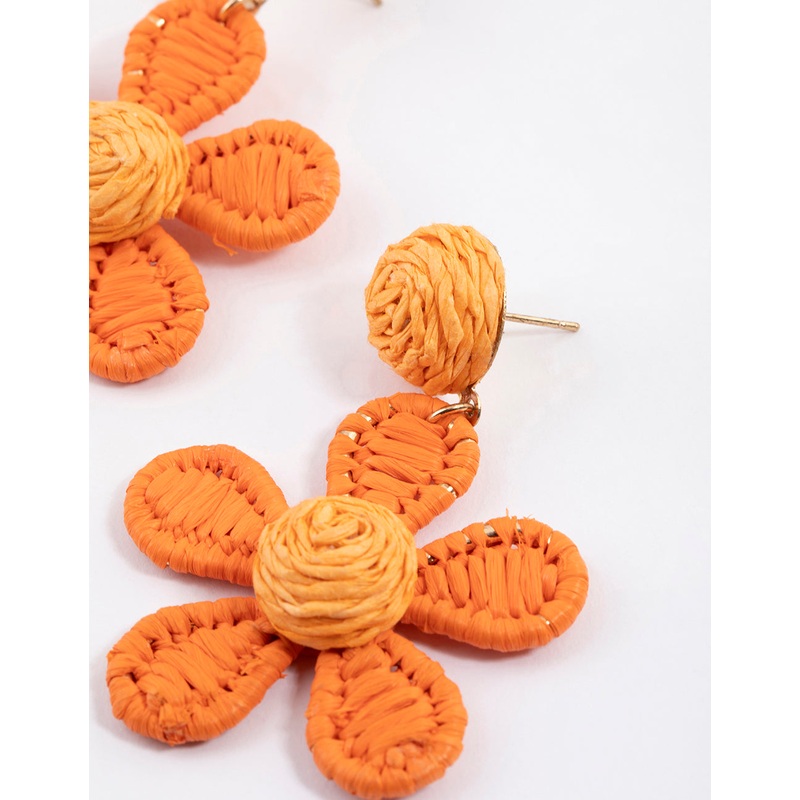 Raffia Flowered Drop Earrings
