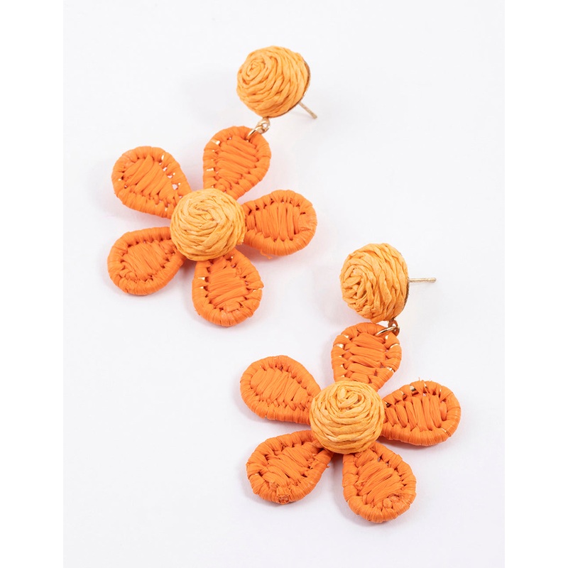 Raffia Flowered Drop Earrings