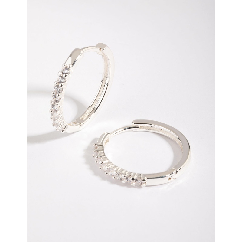 Silver Cubic Zirconia Hoop Earrings