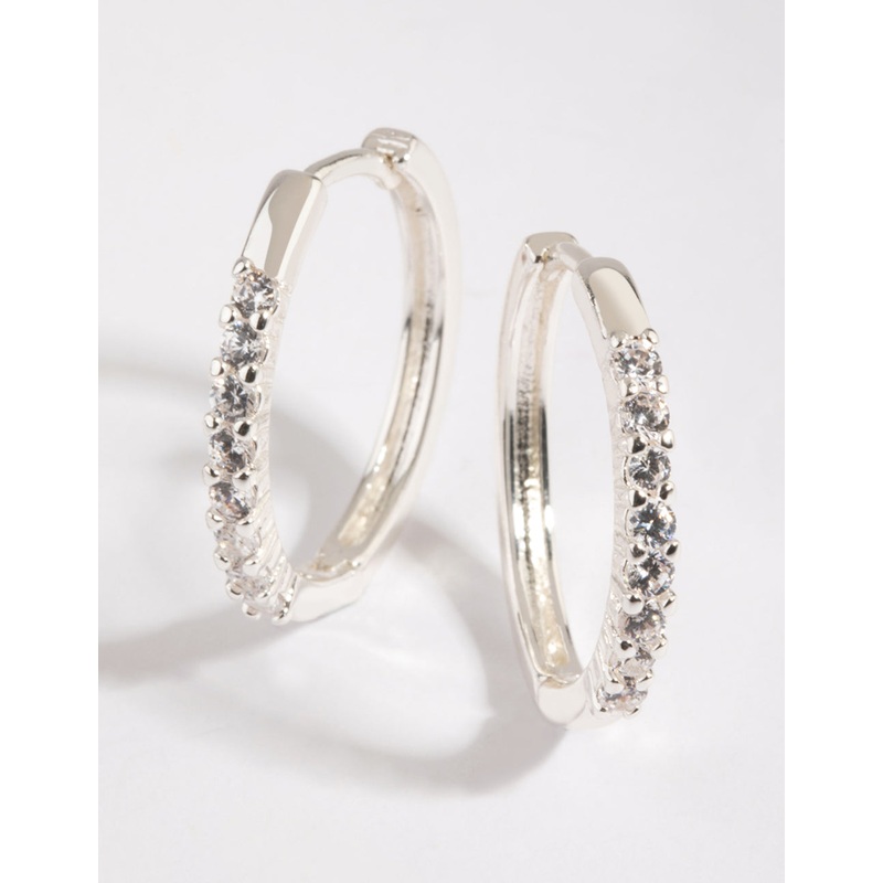 Silver Cubic Zirconia Hoop Earrings