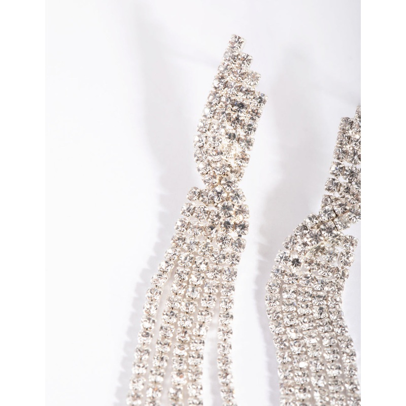 Silver Twisted Strand Drop Earrings