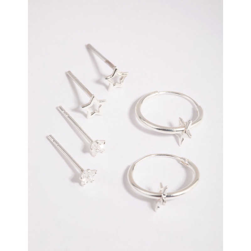 Sterling Silver Star Stud & Hoop Earring Pack