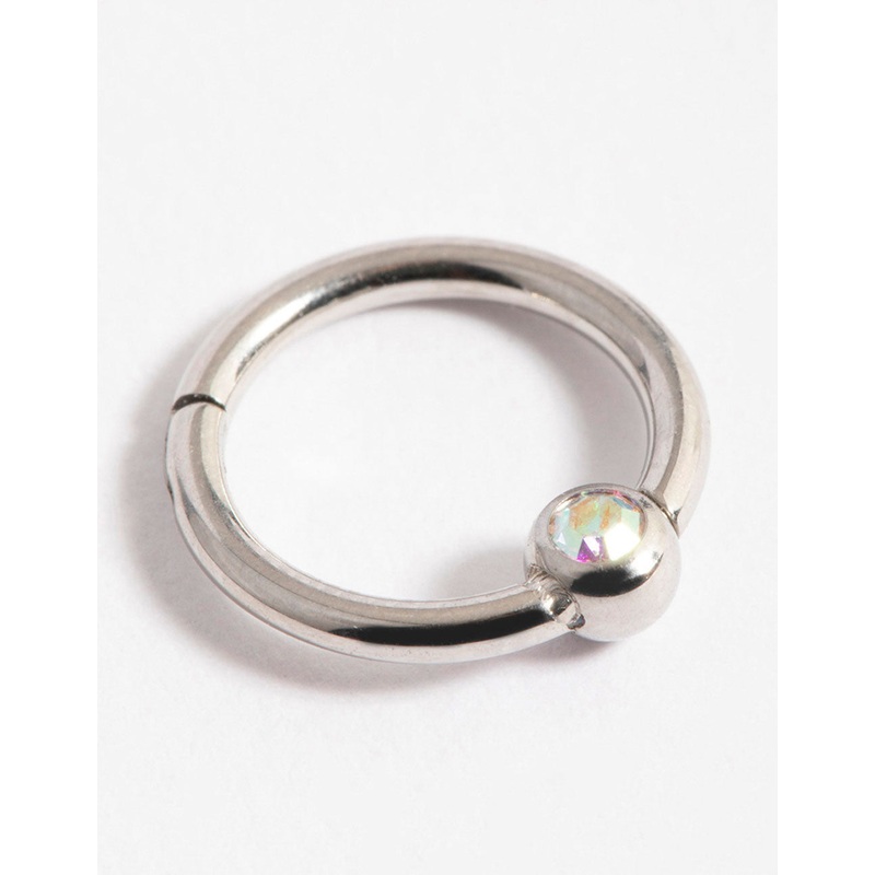 Surgical Steel Single Cubic Zirconia Clicker Ring 8mm