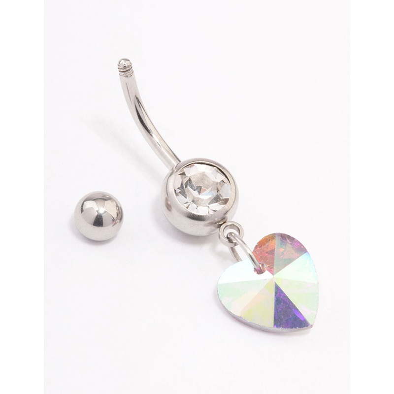Surgical Steel Single Heart Drop Belly Ring