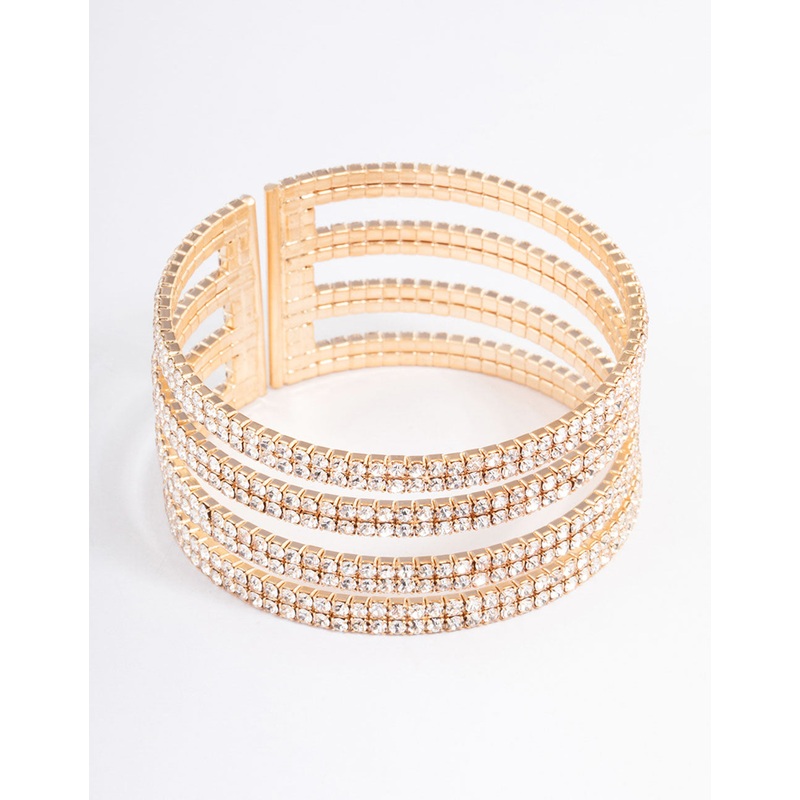 Gold Four Row Cup Chain Bangle