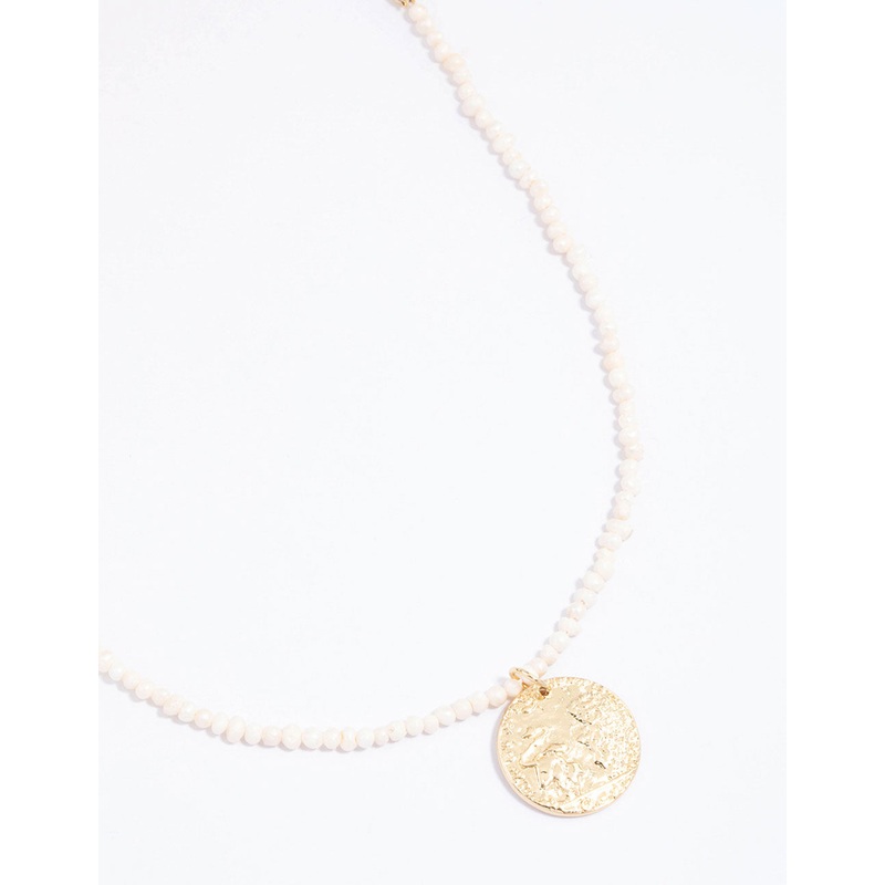 Gold Plated Mini Freshwater Pearl Molten Disc Necklace