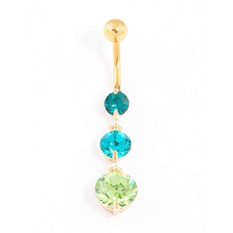Gold Plated Surgical Steel Graduating Crystal Ombre Belly Ring