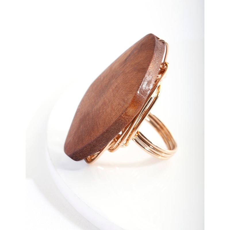 Long Wood Wire Wrap Ring|SM|ML