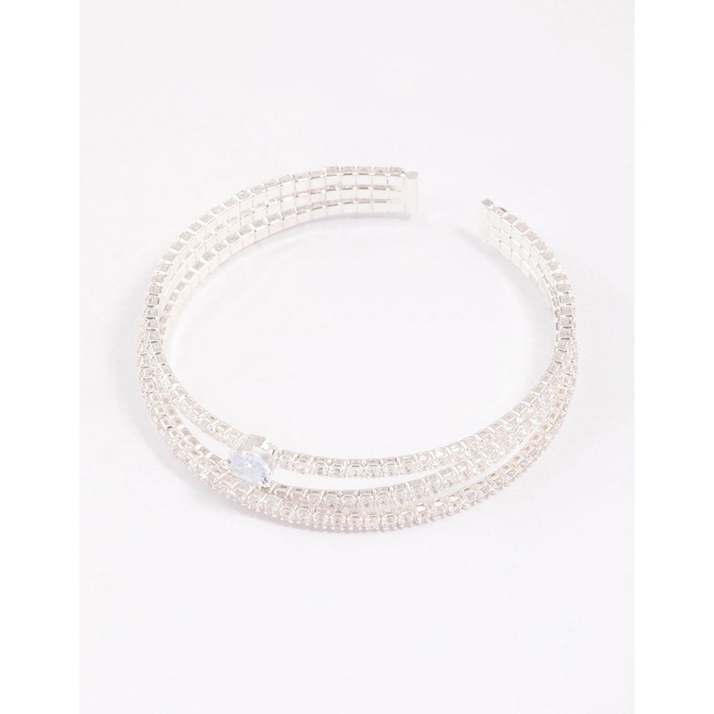 Silver Plated Cup Chain Wrist Cuff