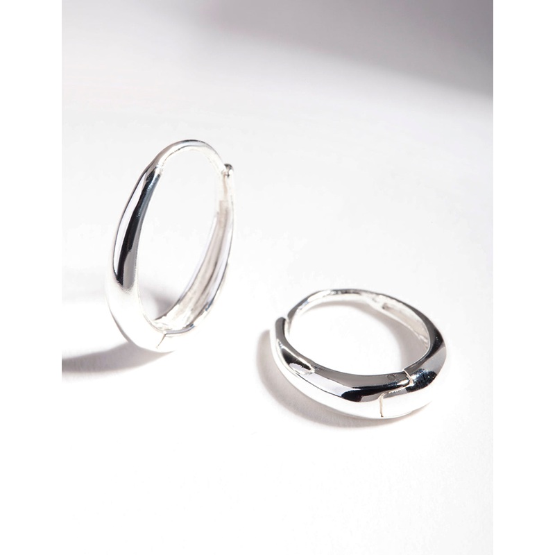 Sterling Silver Oval Drop Huggie Earrings