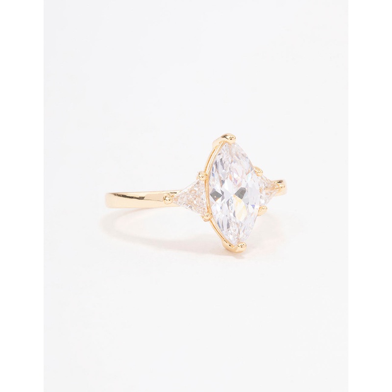 Gold Plated Precious Marquise Engagement Ring