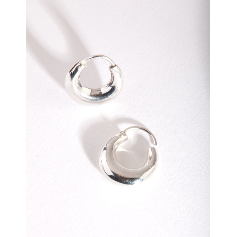 Silver Mini Chubby Huggie Earrings