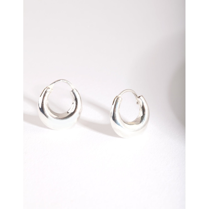 Silver Mini Chubby Huggie Earrings