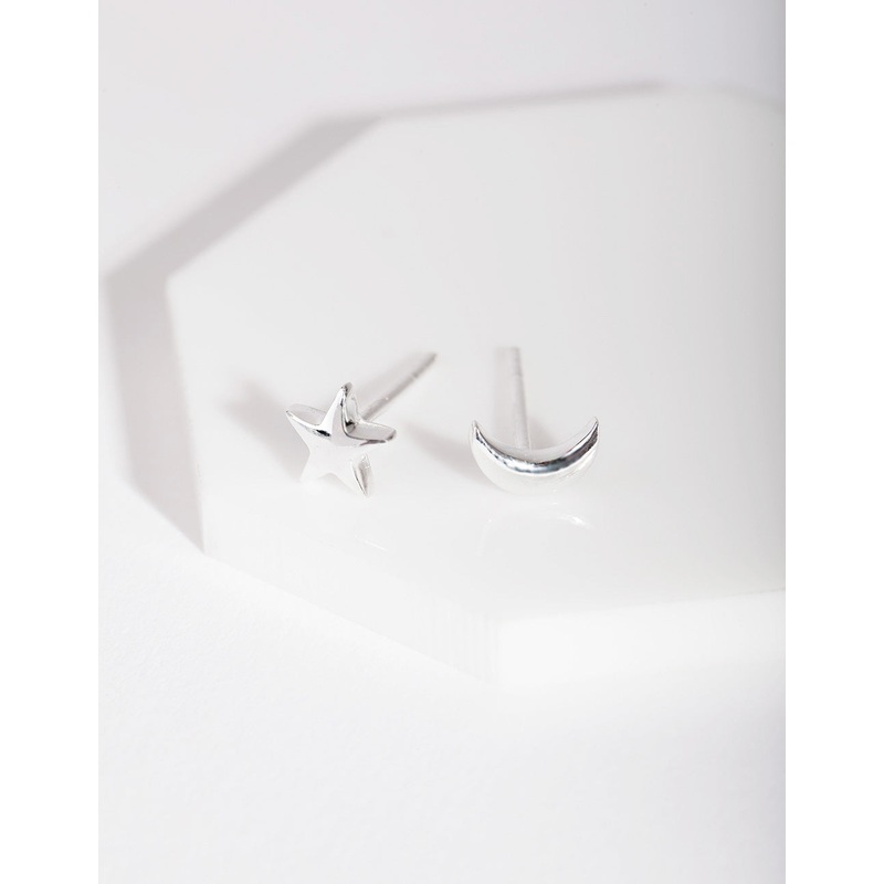 Sterling Silver Celestial Mismatch Stud Earrings