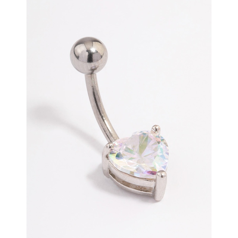 Surgical Steel Cubic Zirconia Love Heart Claw Belly Ring