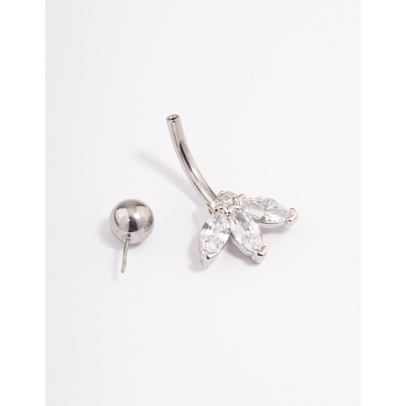 Surgical Steel Cubic Zirconia Marquise Claw Belly Ring