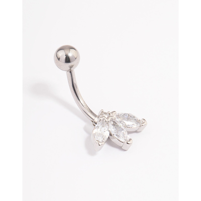 Surgical Steel Cubic Zirconia Marquise Claw Belly Ring