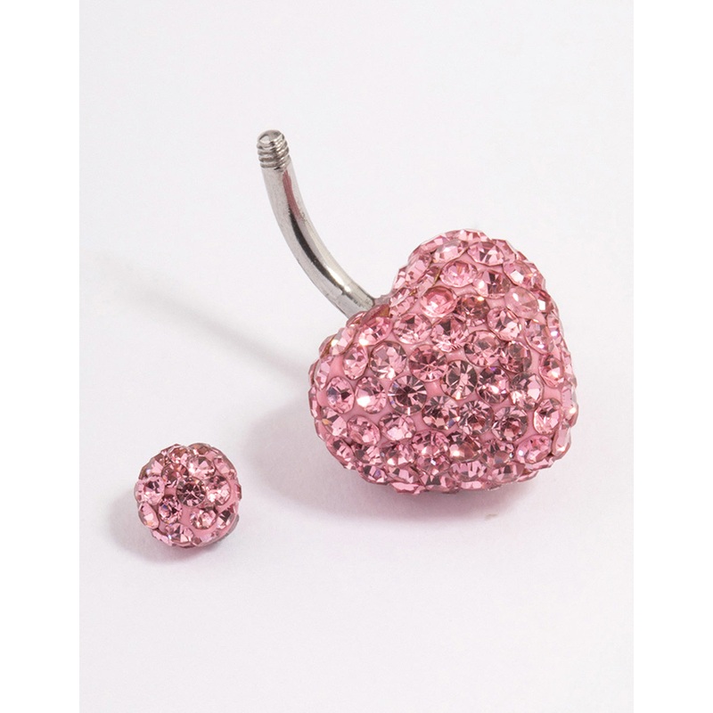 Surgical Steel Diamante Puffy Heart Belly Ring
