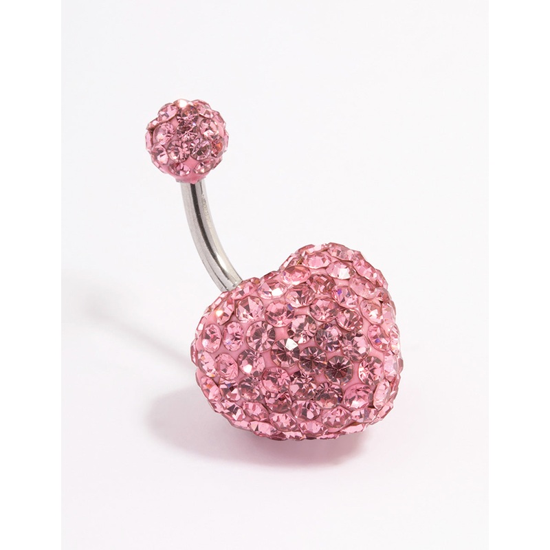 Surgical Steel Diamante Puffy Heart Belly Ring