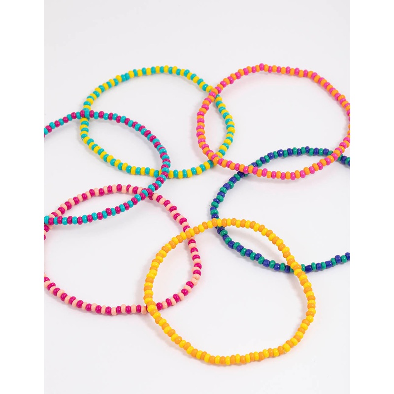 Beaded Multi Coloured Stretch Bracelet Pack