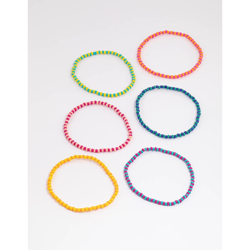 Beaded Multi Coloured Stretch Bracelet Pack