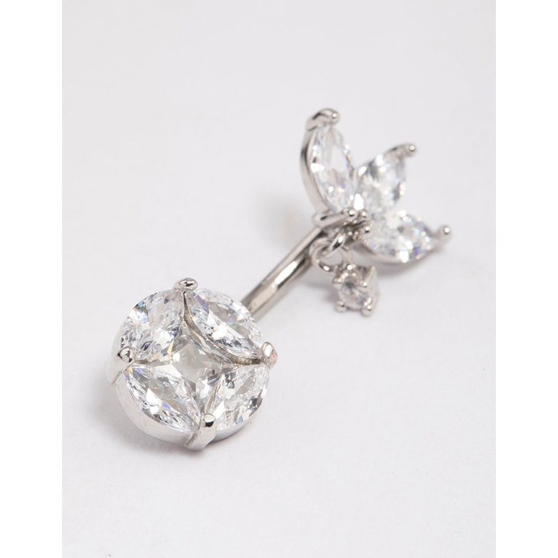 Surgical Steel Cubic Zirconia Triangular Fan Belly Ring